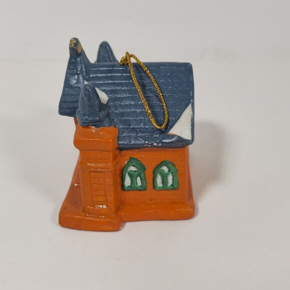 Vintage Ceramic Christmas Cottage With Bells Ornament Set - Picture 10 of 16